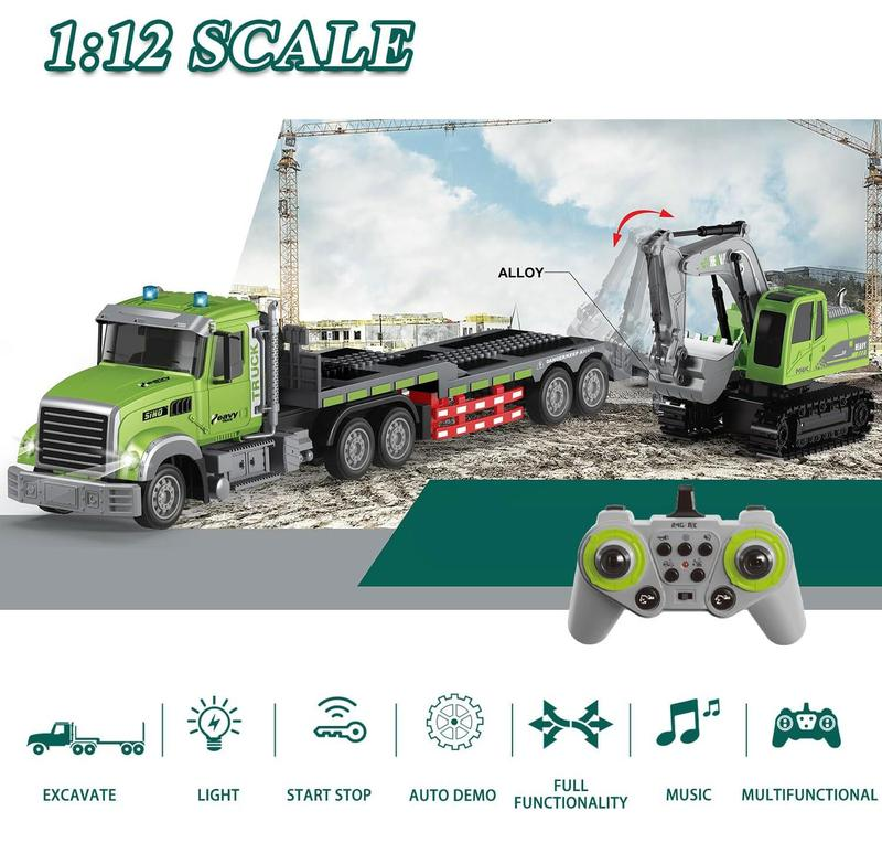 RC Semi Truck & Excavator Toy Set
