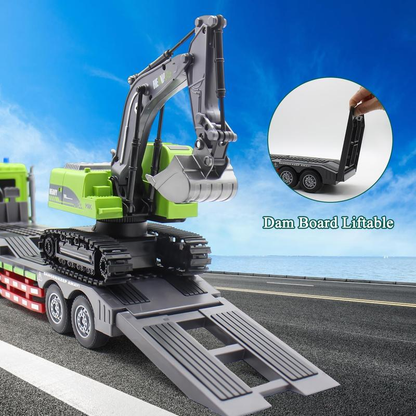 RC Semi Truck & Excavator Toy Set